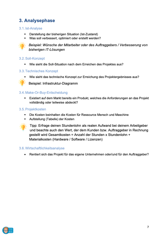 Beispielseite der Projektdokumentation ( betriebliche Projektarbeit / Vorlage / IT-Berufe / Fachinformatiker)